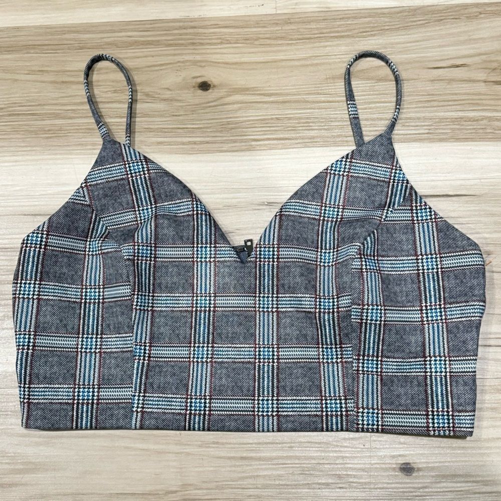 Privy Privately Privileged Plaid Strappy Tank Crop Top Women’s Large